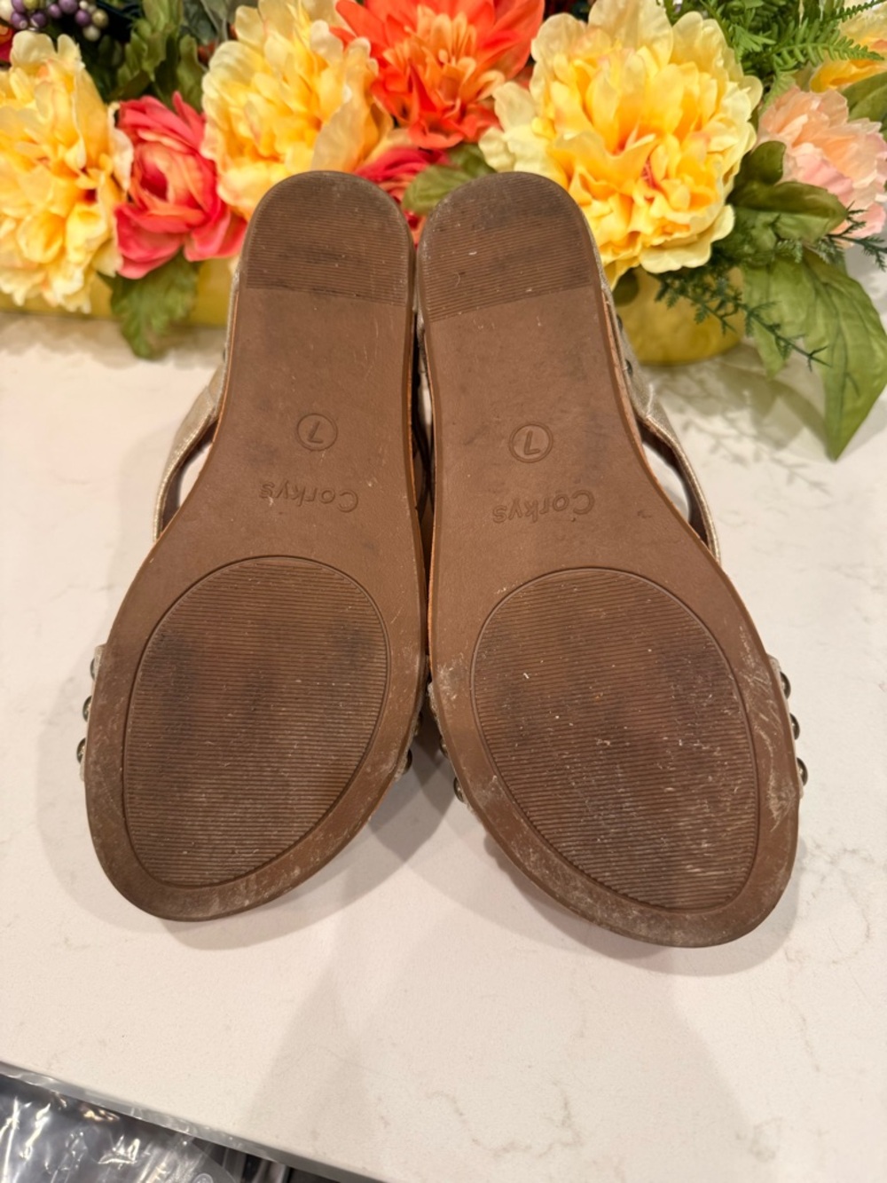 Corkys Gold Metallic Open-Toe Slingback Sandals - Picture 5 of 5